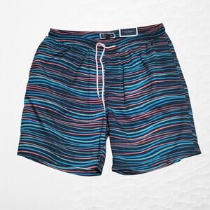Club Room Men Quick-Dry 7" Swim Trunks Men's Medium Colorful Stripes Classic NEW